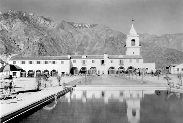 A black and white photo of El Mirador Hotel, the original purpose of Desert Regional Medical Center's current location.
